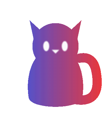 Stilisierte Katze, halb blau, halb rot